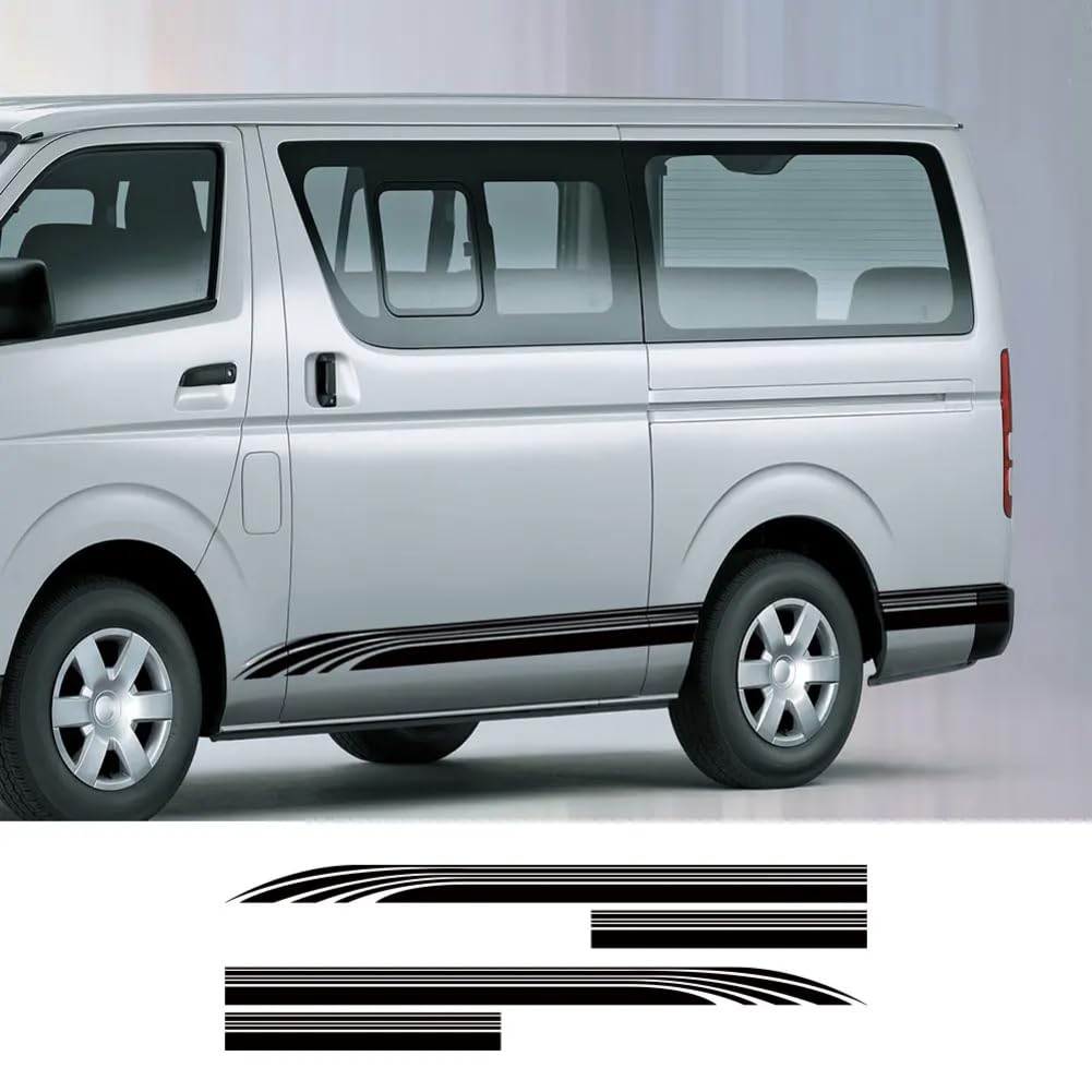 2 Stück Autoaufkleber Tür Seitenschweller Aufkleber, Für Toyota Hiace Bus Sport Streifen Dekoration Vinyl Film Tuning Auto Zubehör von CAILION