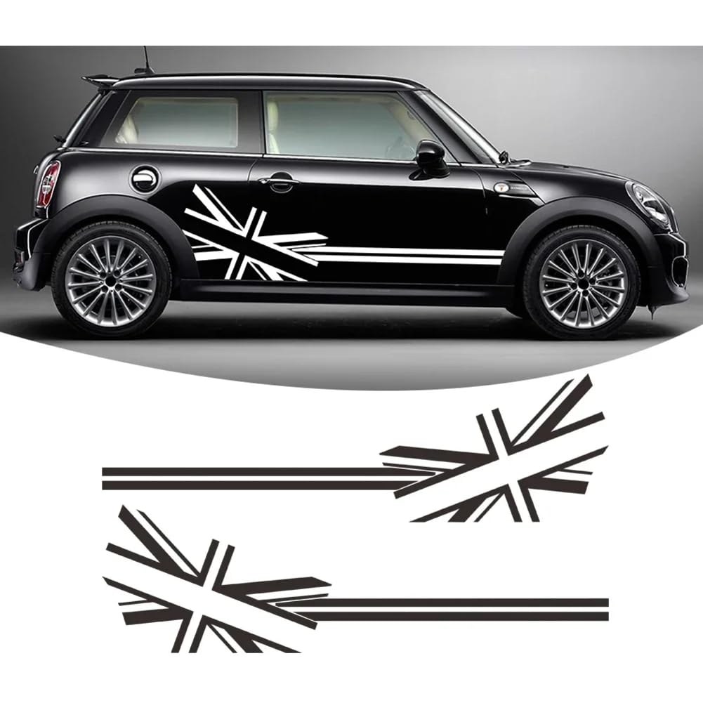 2 Stück Autotür-Seitenstreifen-Rock-Aufkleber Union Jack-Flagge Styling-Grafiken Karosserieaufkleber, für Mini Cooper S R56 One JCW Zubehör von CAILION