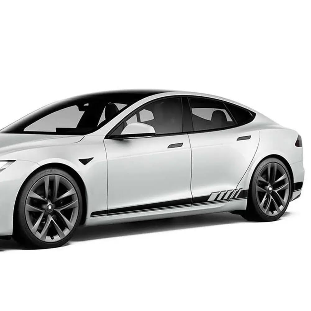 2 Stück Edition 1 Seitenstreifen, für Tesla, für Model S, für Schweller, für Verkleidung, Autotür-Seitenschweller, Rennstreifen-Aufkleber von CAILION