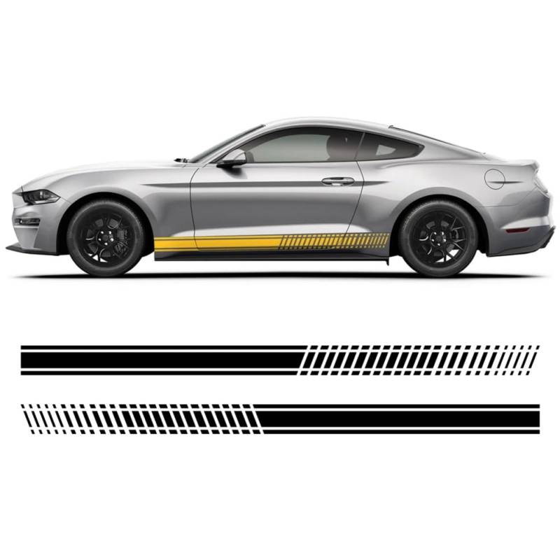 2 Stück Racing Sport Streifen Türseitenschweller Rock Aufkleber Aufkleber, Für F=ord, Für Mustang S550 GT350 GT500 2015-2022 Zubehör von CAILION