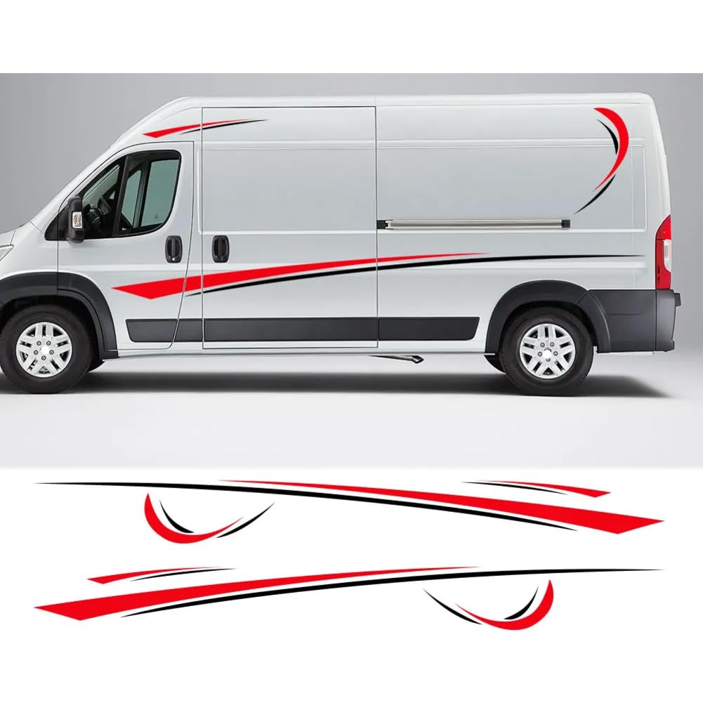 6 Teile/los Autoaufkleber Grafiken Sport Vinyl Streifen Camper Van Aufkleber, Für Peugeot, Für Boxer, Für Citroen Jumper, Für FIAT Ducato Zubehör von CAILION