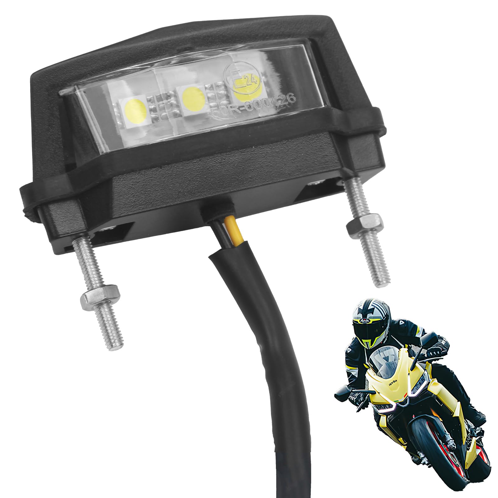 CAISYE 1 Stück Motorrad Kennzeichenleuchte, 12V Universal LED Rücklicht Lampe, Wasserdicht und Superhell, Einfache Installation, Weißes Licht, Geeignet für Motorräder, ATVs, Mopeds von CAISYE