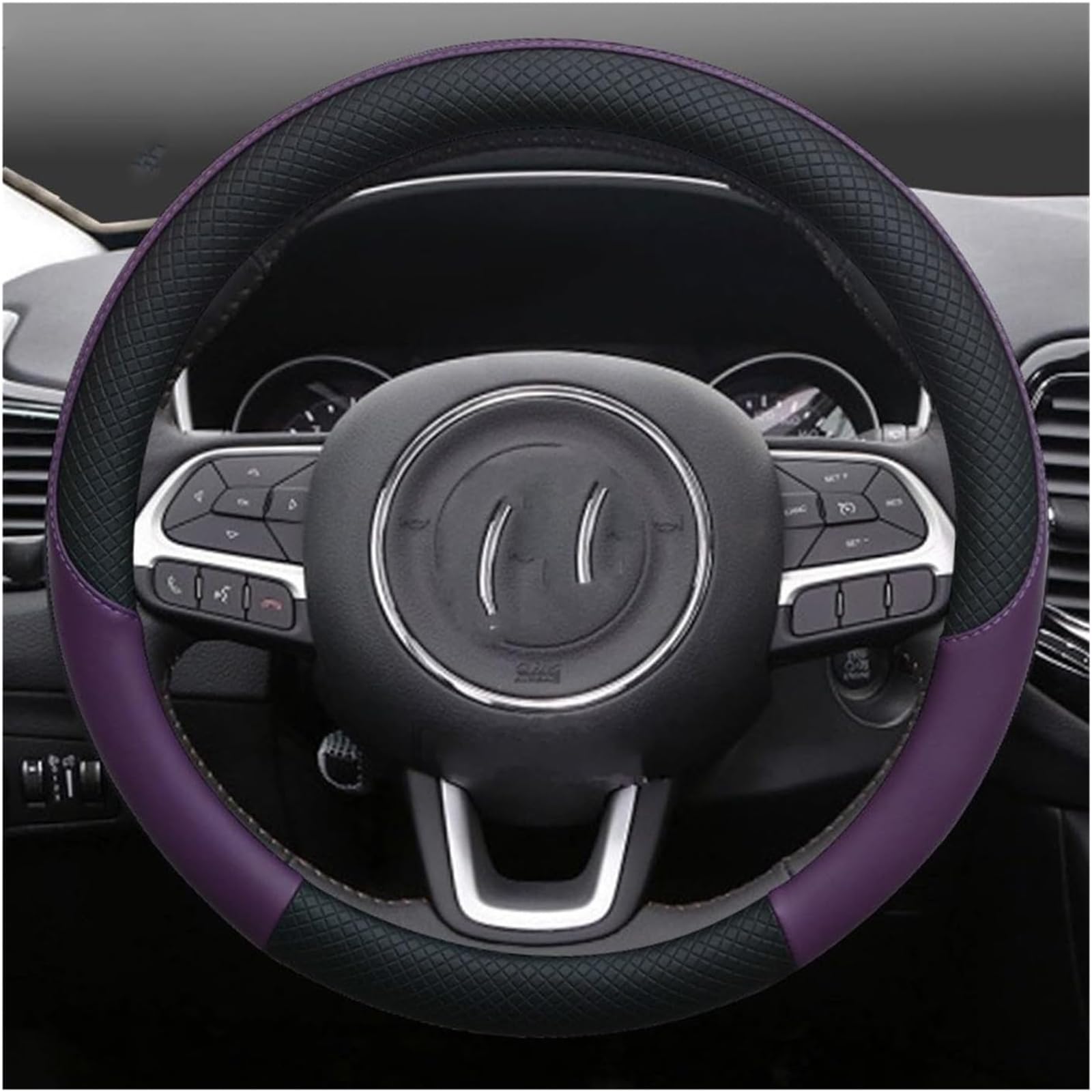 Auto Lenkradbezug für Peugeot Rifter 2018-2023, Durable Anti Rutsch Lenkrad Lenkradschutz, Lenkradschoner Accessoires Universal, 37-38cm, B/Black-purple von CAIYUANWANG
