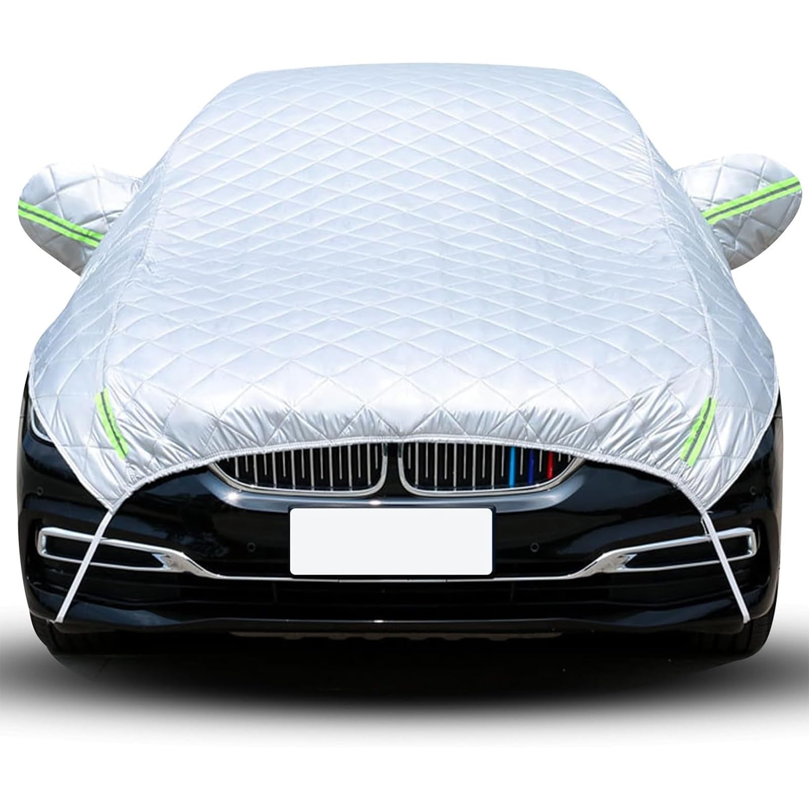 Autoabdeckung für BMW 1 Serie 118, Staubdicht Schneeschutz Dicke Hagelschutzplane, Autoscheibenabdeckung Frostschutz Abdeckung, C/Half Car Cover-Silver von CAIYUANWANG