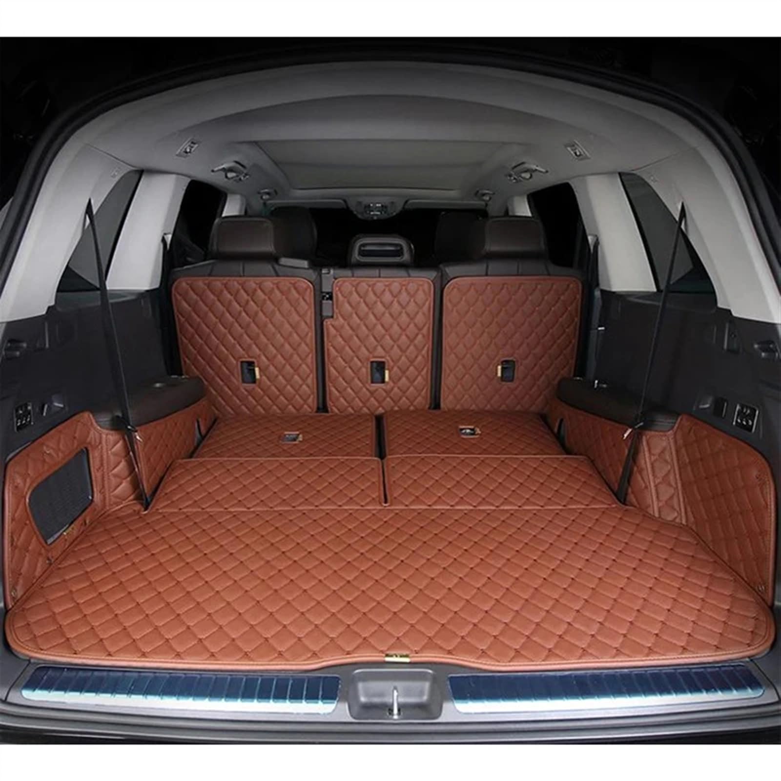 CAKYSE Auto Kofferraummatte Kompatibel Mit Benz Für GLS450 X167 2023 6 7 Sitze Kofferraummatten Kofferraumteppiche Liner Bodenschutz Fahrzeugteppichzubehör Schutzablage(Brown) von CAKYSE