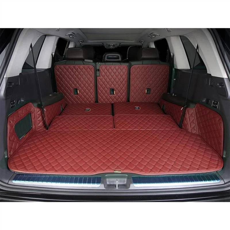 CAKYSE Auto Kofferraummatte Kompatibel Mit Benz Für GLS450 X167 2023 6 7 Sitze Kofferraummatten Kofferraumteppiche Liner Bodenschutz Fahrzeugteppichzubehör Schutzablage(Wine Red) von CAKYSE