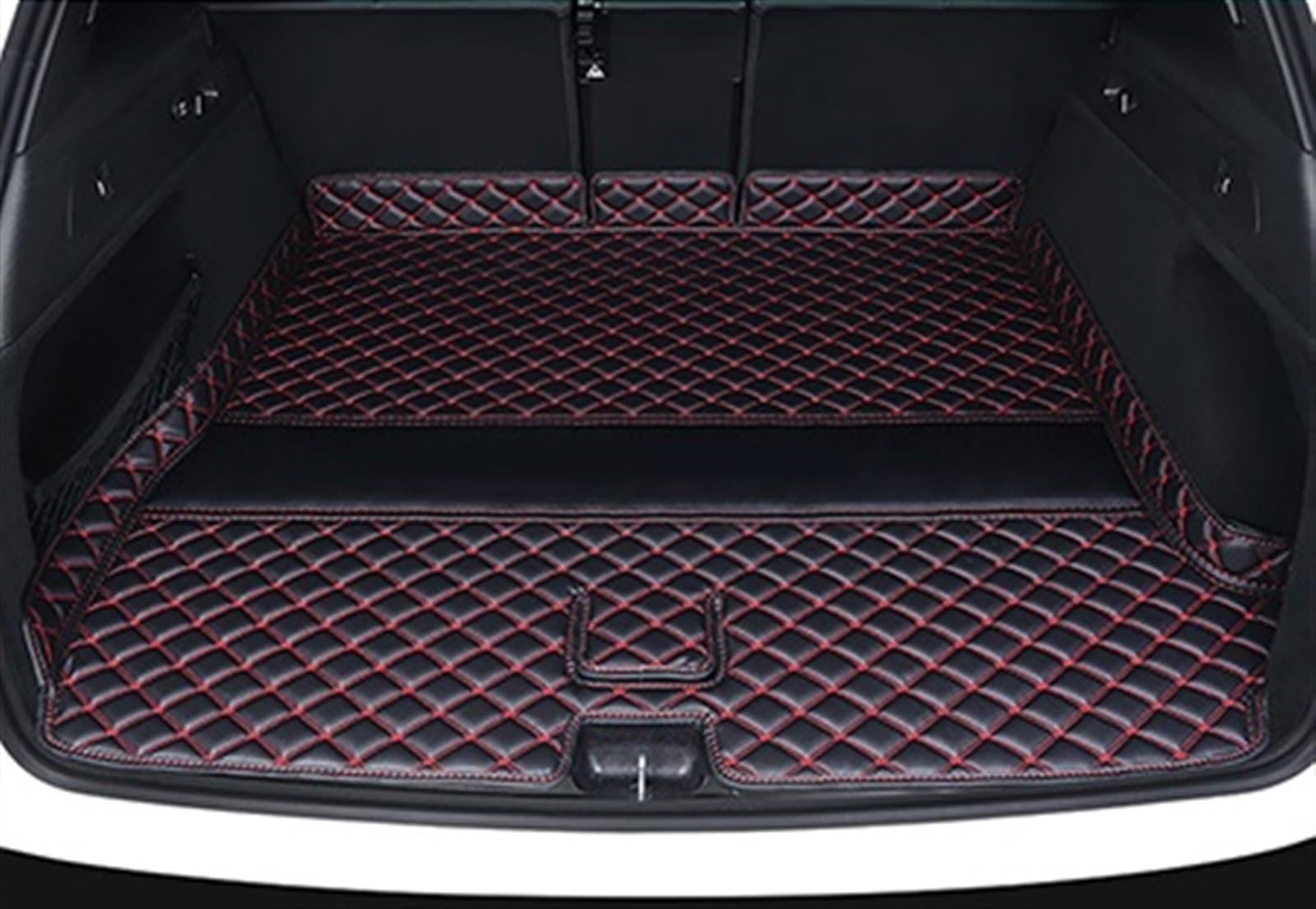 CAKYSE Auto Kofferraummatte Kompatibel Mit Jeep Für Wrangler 2008 2009 2010 4-türige Kofferraummatte, Schutzablage, Teppichzubehör, Kofferraummatte, Kofferraummatte, Bodenschutz(Black Red) von CAKYSE