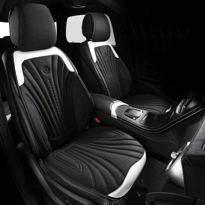 CAKYSE Auto sitzkissen Universal Auto Sitzbezüge Atmungsaktive Sitzkissen Auto Stuhl Matte Schutz Dekoration Vier Jahreszeiten Auto Vorne/hinten Sitz Abdeckung(Black and White,2X Front Seats) von CAKYSE