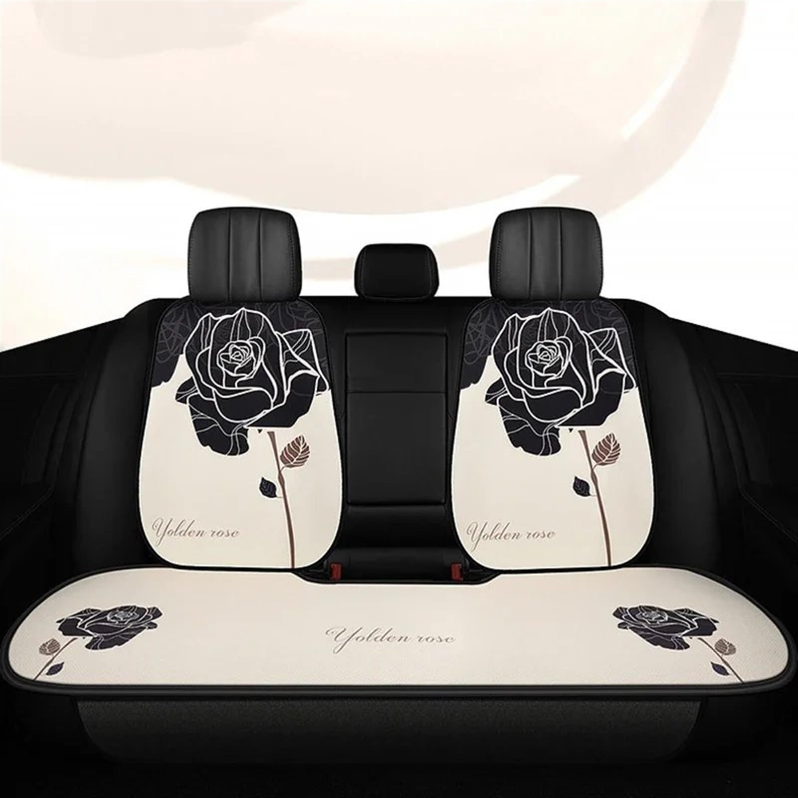 CAKYSE Auto sitzkissen Universal-Autositzbezüge Mit Blumendruck, Atmungsaktiv, Autositzkissen, Dekoration, Innenzubehör, Autositz-Schutzpolster(White,1pc Rear seat pad) von CAKYSE