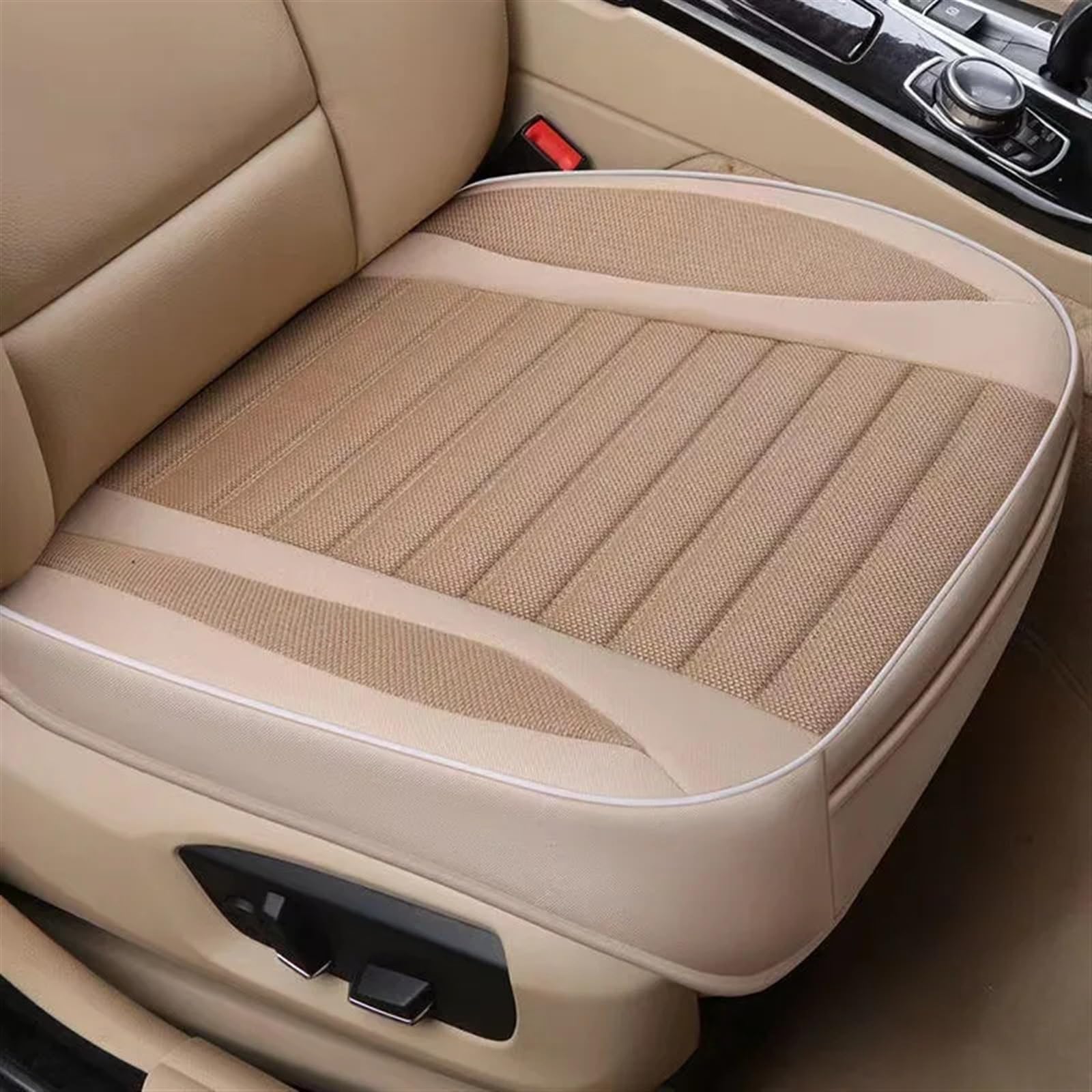 CAKYSE Auto sitzkissen Universal Four Seasons Autositzbezug Kissen Stuhlschutz Atmungsaktive Polsterschutz Sitzbezüge Für Auto Auto Vorder-/Rücksitzbezug(Beige,Front) von CAKYSE