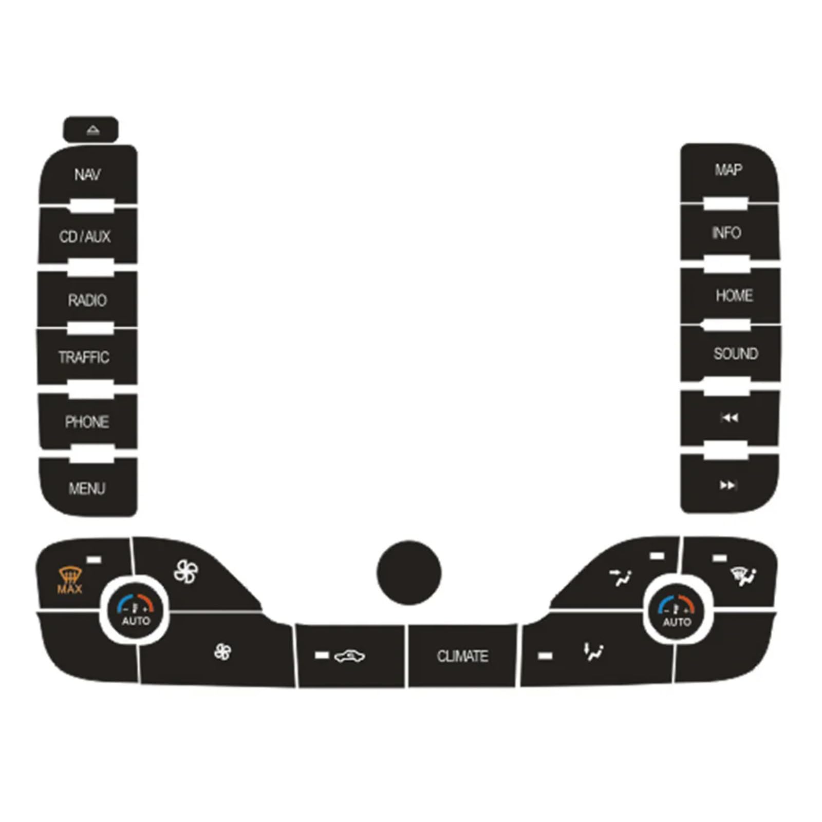 CAKYSE Knopfaufkleber Innenraum Kompatibel Mit Ford Für S-Max 2011, Reparaturaufkleber Für Auto-AC-Panel-Tasten, Reparatur Von Klimaanlagentasten, Zieraufkleber, Innenzubehör von CAKYSE