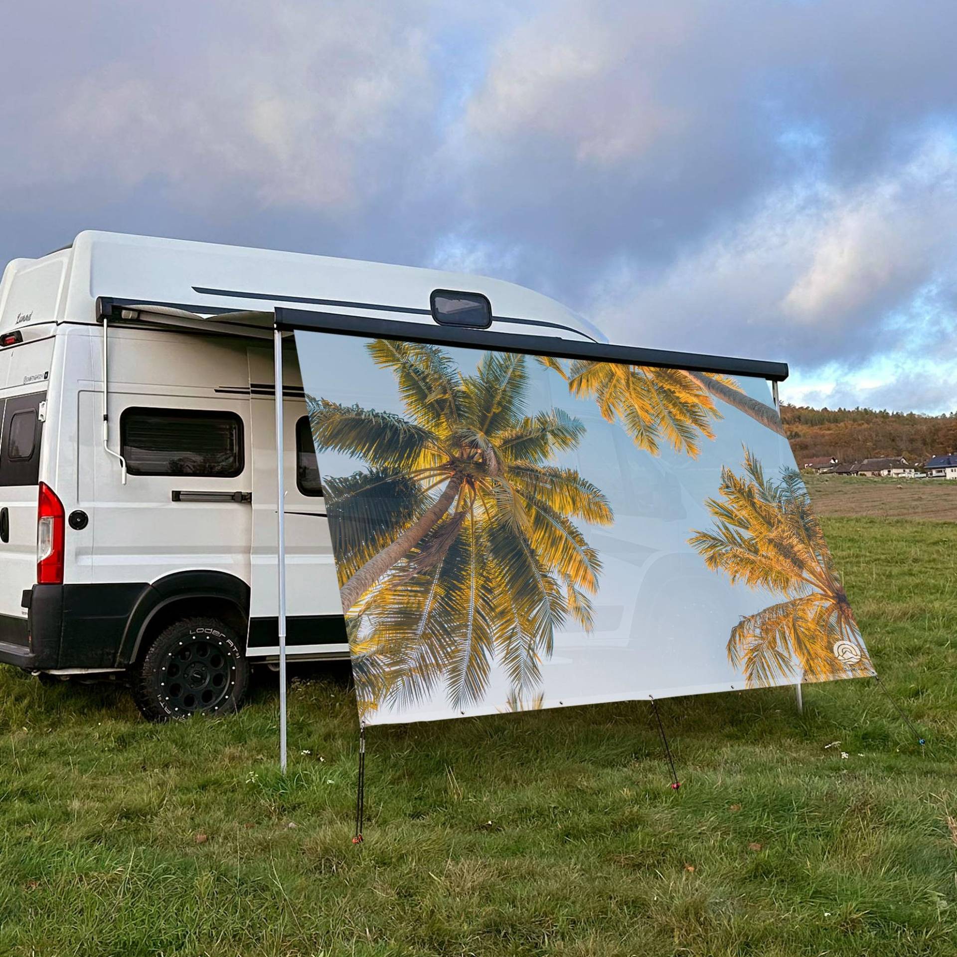 CAMPIDOO Textil Sonnensegel PALMEN Himmel | Höhe 200cm | hochwertiger Fotodruck inkl. Keder-Befestigung | Markisen-Vorderwand - Länge/Keder: 280cm / 7 mm von CAMPIDOO