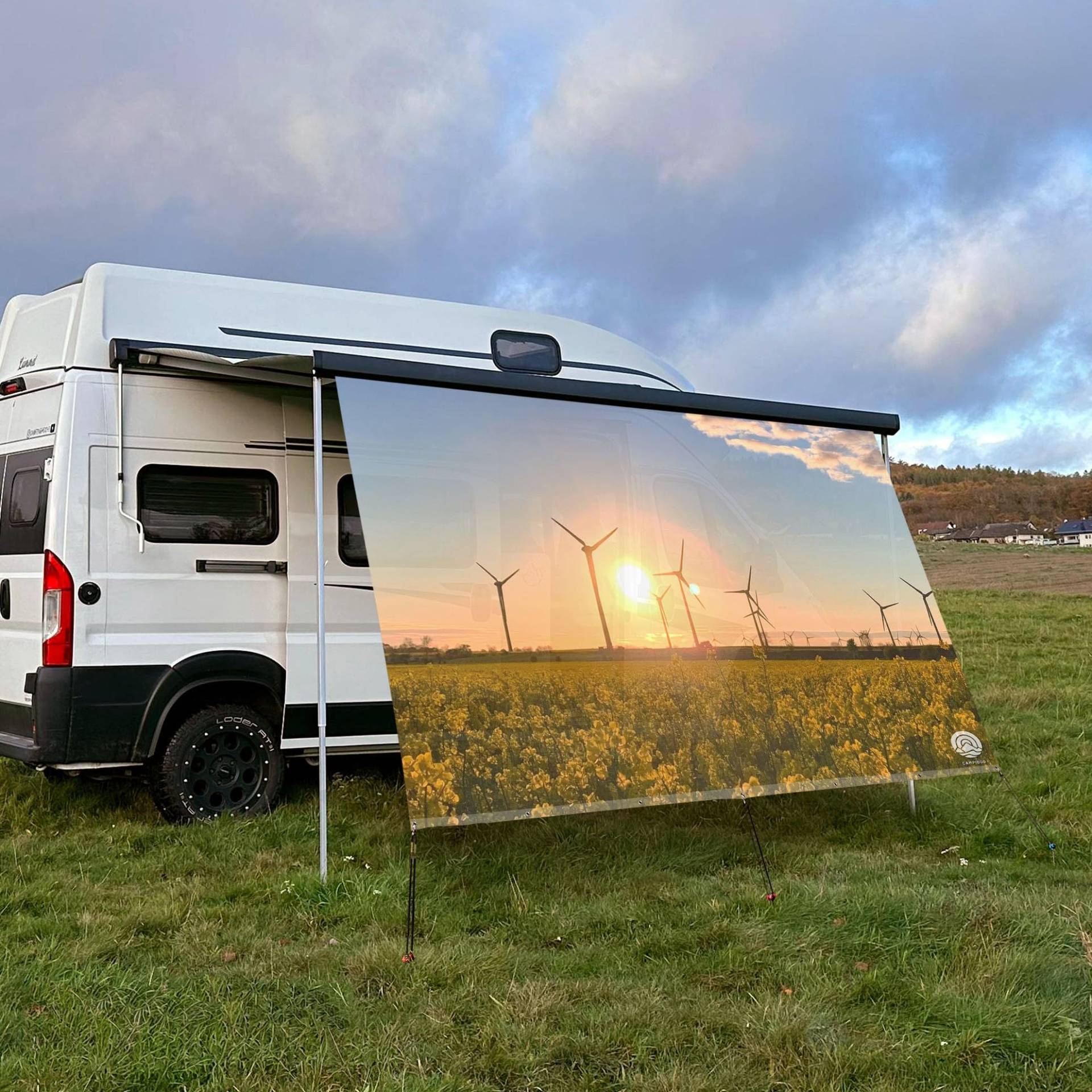 CAMPIDOO Textil Sonnensegel RAPSFELD | Höhe 200cm | hochwertiger Fotodruck inkl. Keder-Befestigung | Markisen-Vorderwand - Länge/Keder: 300cm / 7 mm von CAMPIDOO