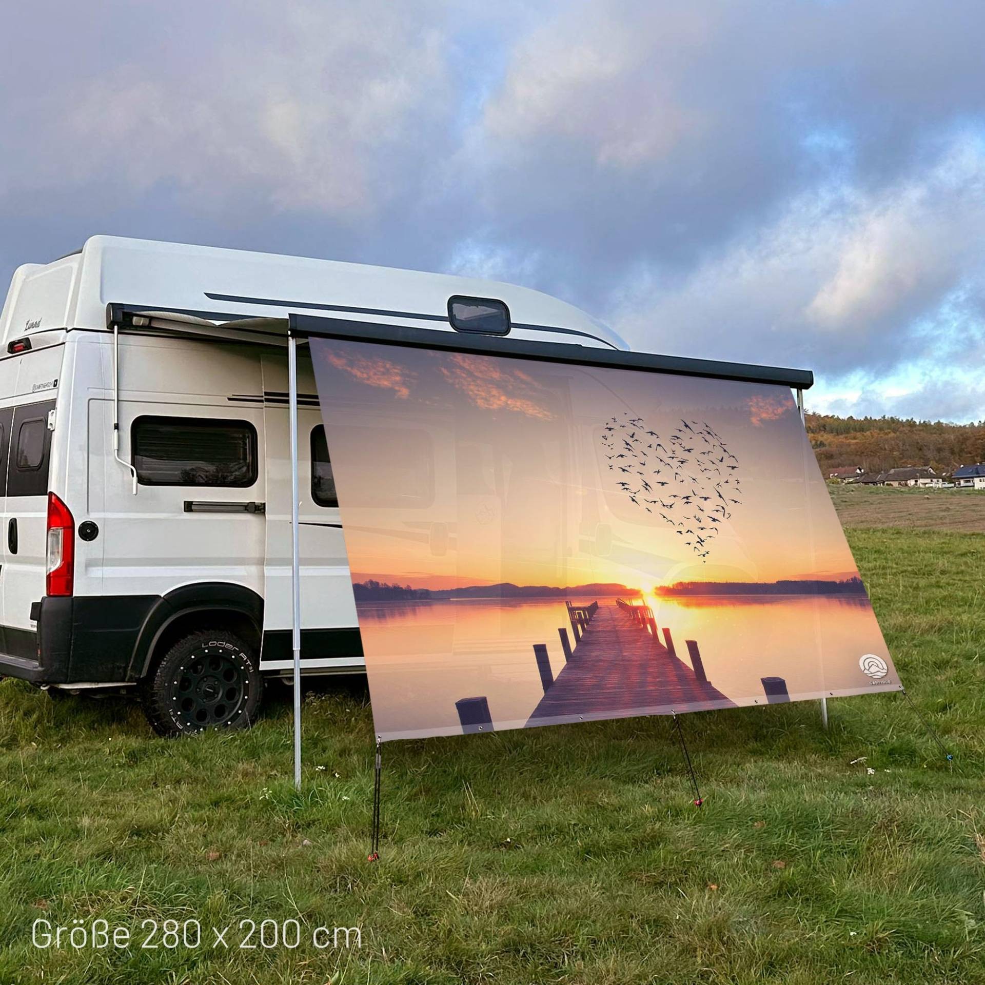 CAMPIDOO Textil Sonnensegel SEELIEBE | Höhe 200cm | hochwertiger Fotodruck inkl. Keder-Befestigung | Markisen-Vorderwand - Länge/Keder: 300cm / 5 mm von CAMPIDOO