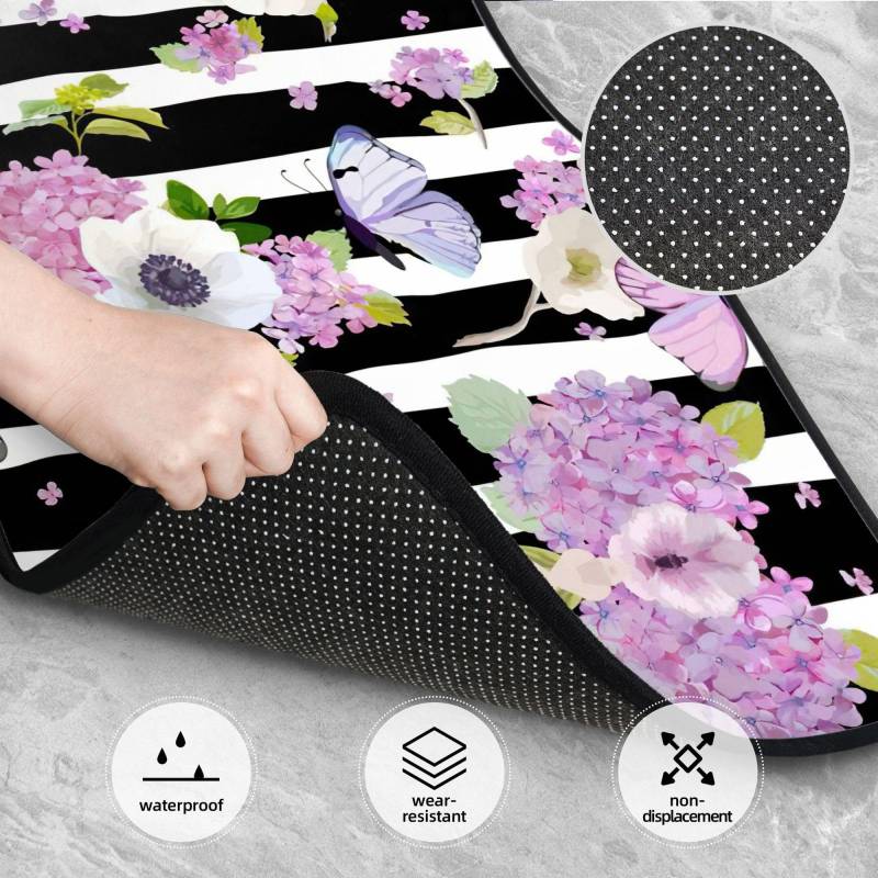 Flower Butterfly1 Druck-Fußmatten für Autos, LKWs, SUVs, universelle Zierleiste, passend für die meisten Fahrzeuge, 4 Stück von CAMUO