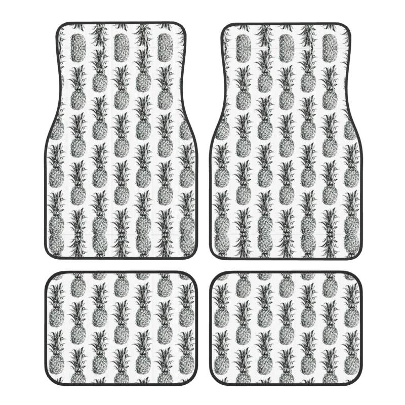 Fußmatten mit tropischem Ananas-Motiv, für Autos, LKWs, SUVs, universelle Passform für die meisten Fahrzeuge, 4 Stück von CAMUO