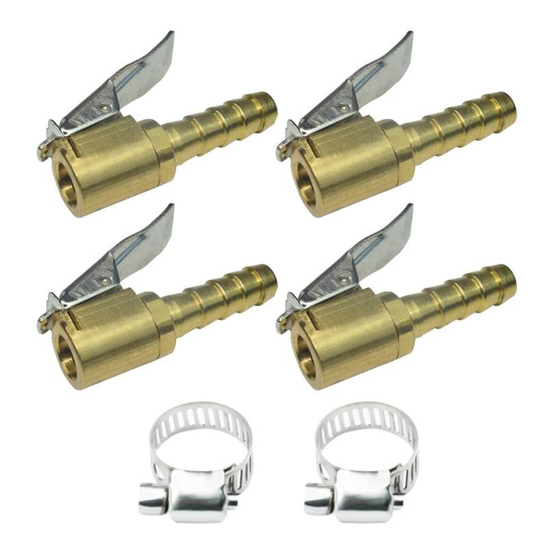 4 Stück Autoventil Hebelstecker Air Chuck, 8mm Messing 1/4" NPT Reifen Füllnippel Ventilaufsatz Momentstecker Hebelstecker Auto Druckluft Ventilstecker für Alle Reifenventile mit Ventilgewinde von CANCYCC