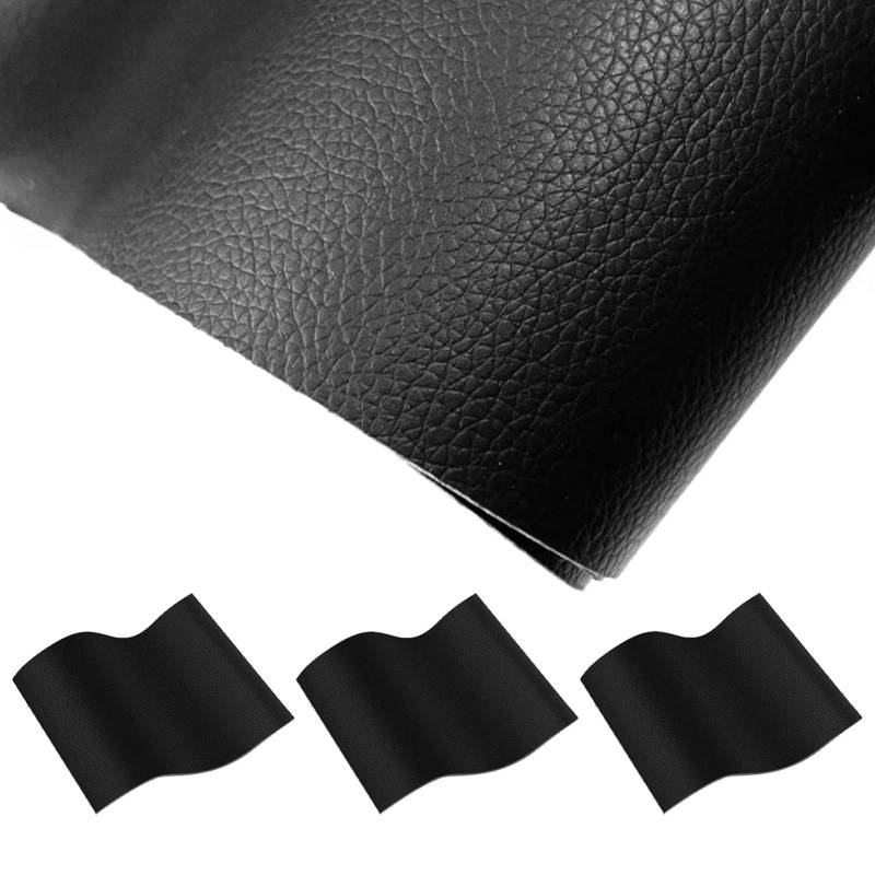 CANCYCC 3 Stück Kunstleder Selbstklebend, 32X22cm Schwarz Leder Reparatur Patch, Premium Reparatur Lederflicken für Sofas Couch Autositze Möbel Reparatur von CANCYCC