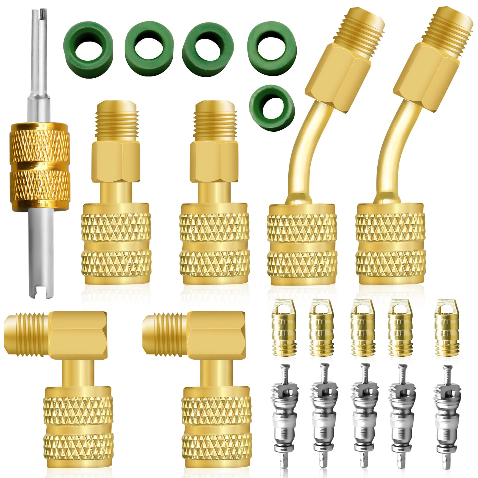 R410A-Adaptersatz, Split-Adapter 5/16 auf 1/4-Kupplung, R410A-Kältemittelschlauch-Adapteranschluss, Ventilkernentferner, Split-Vakuumpumpensatz 410A-Kältemittel für R410A-Split von CANIPHA