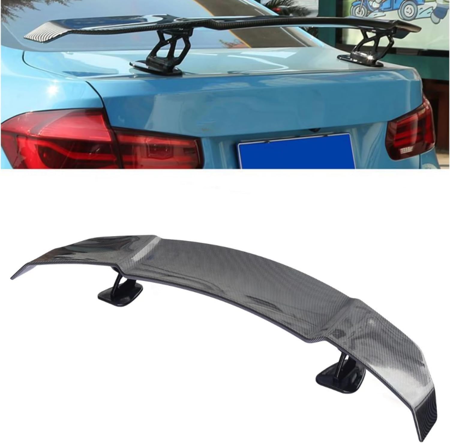 Auto Heckspoiler Heckflügel für Audi RS Q8 RSQ8 2019-2025, ABS Kunststoff Auto Kofferraum Lippe Spoiler Flügel Auto Modifikation Zubehör,B/Carbon Fiber Pattern von CAOXINZI