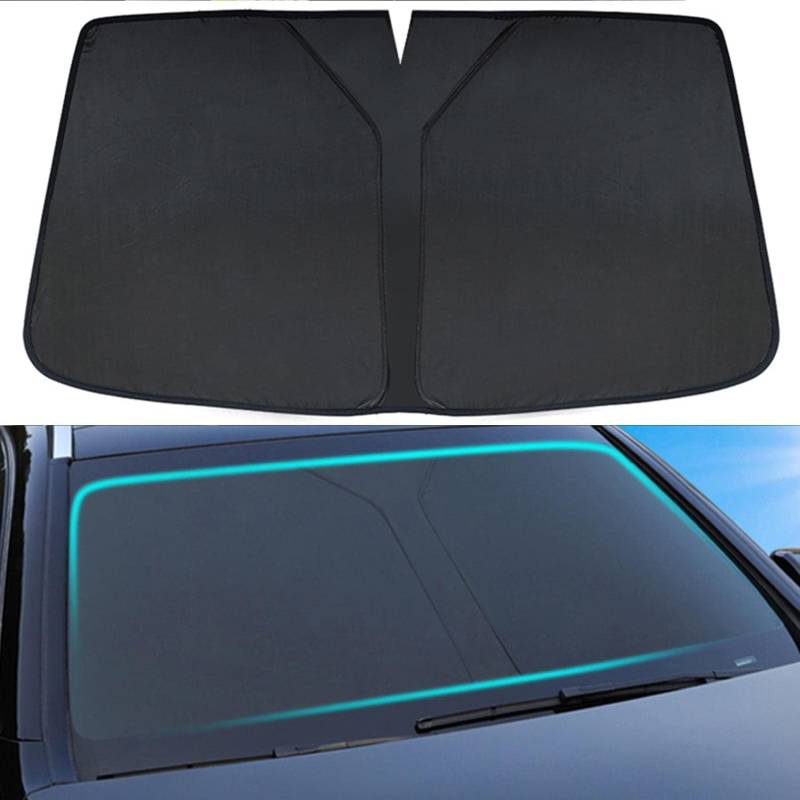 CAOXINZI Auto Sonnenschutz Frontscheibe Innen für Audi Q5 2013-2023, Faltbar Sonnenblende Auto Frontscheibenabdeckung UV-Schutz Sonnenblende Autozubehör,A/Black von CAOXINZI