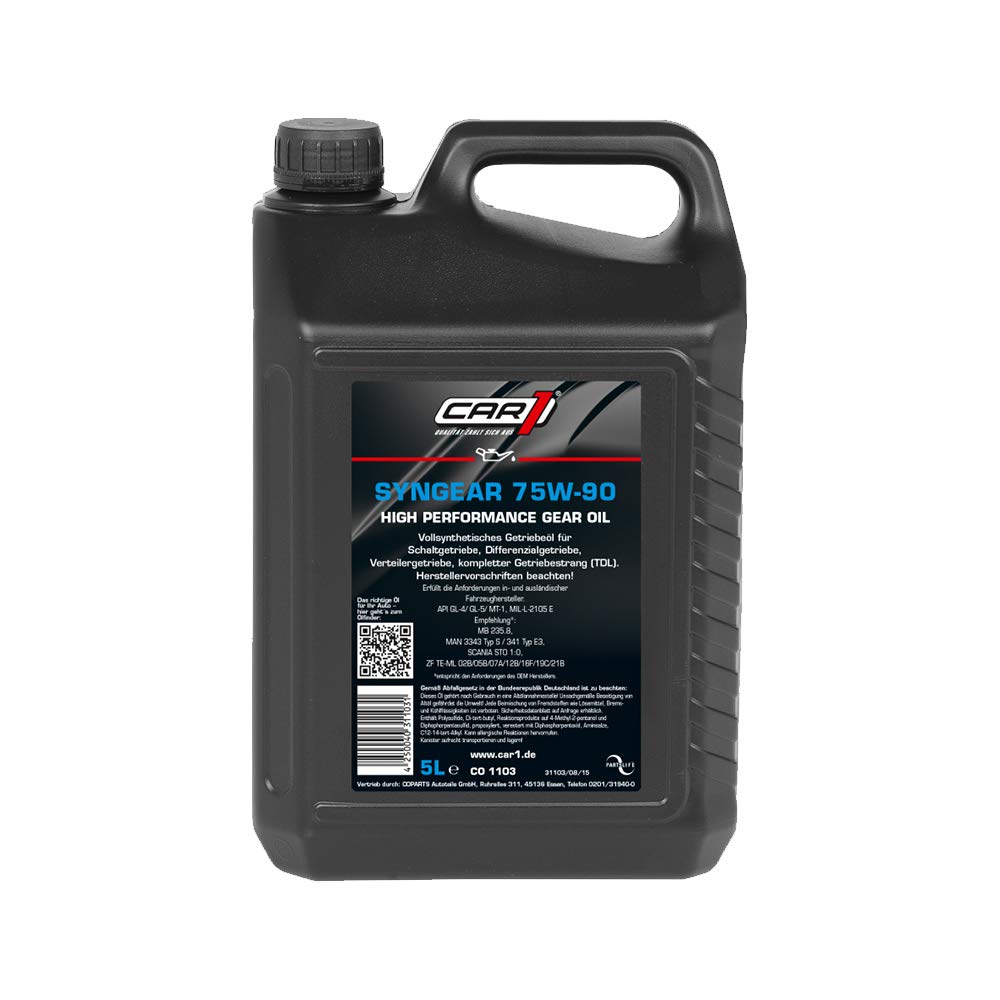 CAR1 Getriebeöl 75W-90 Schaltgetriebe High Performance Getriebe Öl Schaltgetriebe Achsantrieb Gear Oil 5L von CAR1