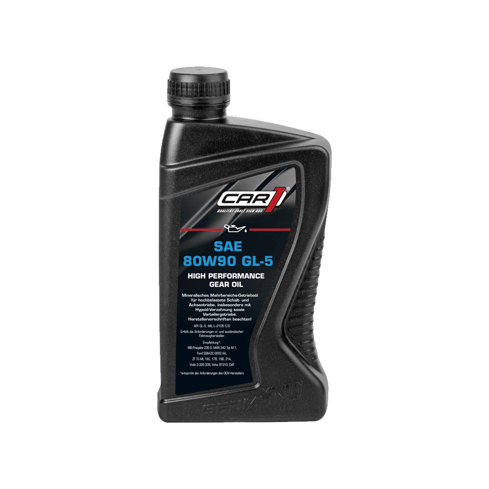 CAR1 Getriebeöl 80W-90 GL-5 High Performance Getriebe Öl Schaltgetriebe Lenkgetriebe Achsantrieb Kardanantrieb Kfz Nfz dickflüssig Gear Oil 1L von CAR1