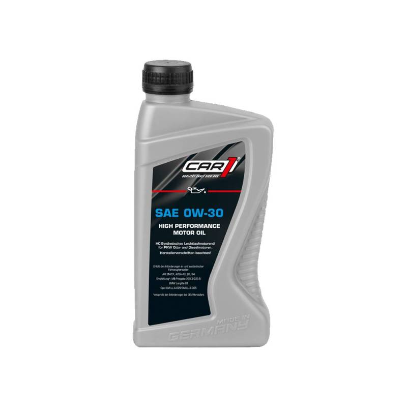 CAR1 Motoröl 0W-30 Leichtlauf High Performance vollsynthetisch Motor Motoren Öl Benzin Diesel Ottomotor Benzinmotor Dieselmotor Engine Oil 1L von CAR1