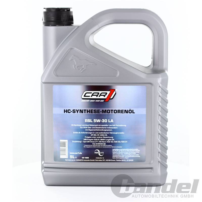 CAR1 Motoröl 5W-30 LA Leichtlauf High Performance Motor Motoren Öl Benzin Diesel Ottomotor Benzinmotor Dieselmotor Engine Oil 5L von Unbekannt