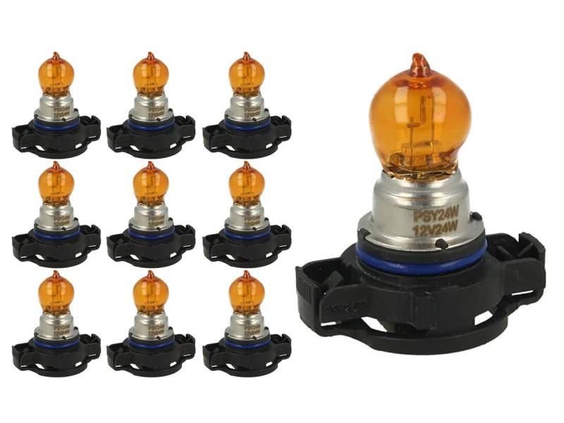 CARALL 10 Stück Halogen-Lampen für Auto (PSY24W 12V 24W PG20-4 Orange) von CARALL