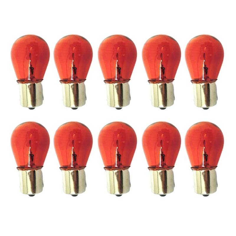 CARALL 10 Stück Halogenlampen 12V für Auto (PY21W BA15S 12V 21W Orange) von CARALL