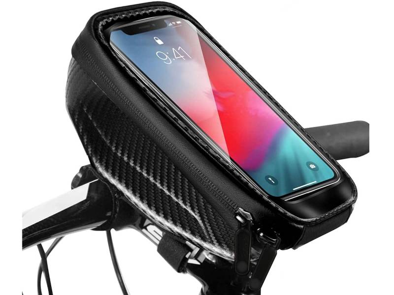 CARALL Fahrradrahmentasche, Fahrradlenkertasche, wasserdichte Handyhalterung, geräumiger Stauraum mit Touchscreen für Smartphones bis zu 6,8 Zoll von CARALL