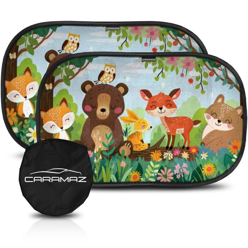 CARAMAZ Sonnenschutz Auto Baby mit UV Schutz Zertifiziert - Opti-Dark - Sonnenschutz Auto Saugnapf - Sonnenschutz Auto Seitenscheibe - Autofenster Sonnenschutz Kinder - Verdunklung 51x31cm, 2 Stück von CARAMAZ