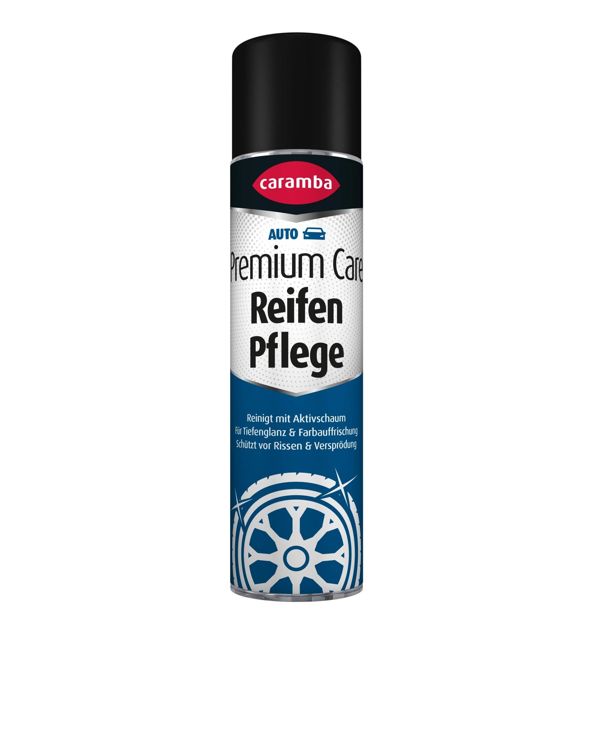 Caramba Premium Care Reifen Pflege, Reinigung und Schutz von Autoreifen, Gummi und Kunststoff, Reifenglanzspray, Farbvertiefend und Regenfest, 400 ml von Caramba