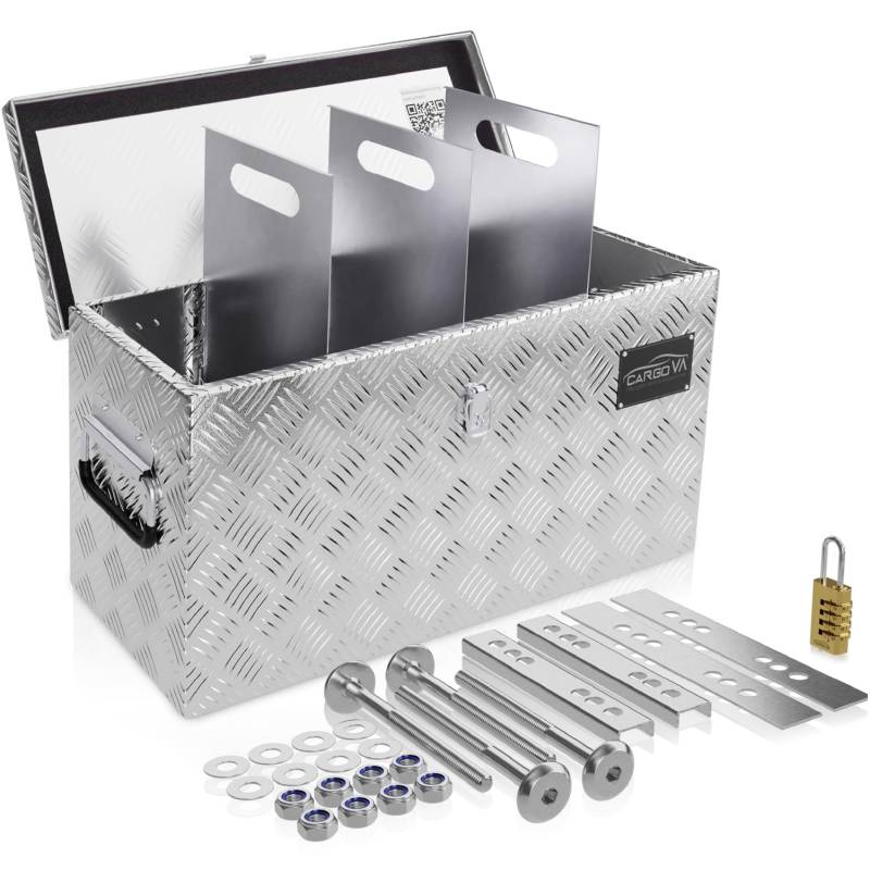 CARGO VA Intelligent Vehicle Accessories CargoVA - Wasserfeste Deichselbox - Mit Befestigung & Vorhängeschloss - Abschließbare Anhängerbox [70x25x30CM] - Transportbox von CARGO VA Intelligent Vehicle Accessories