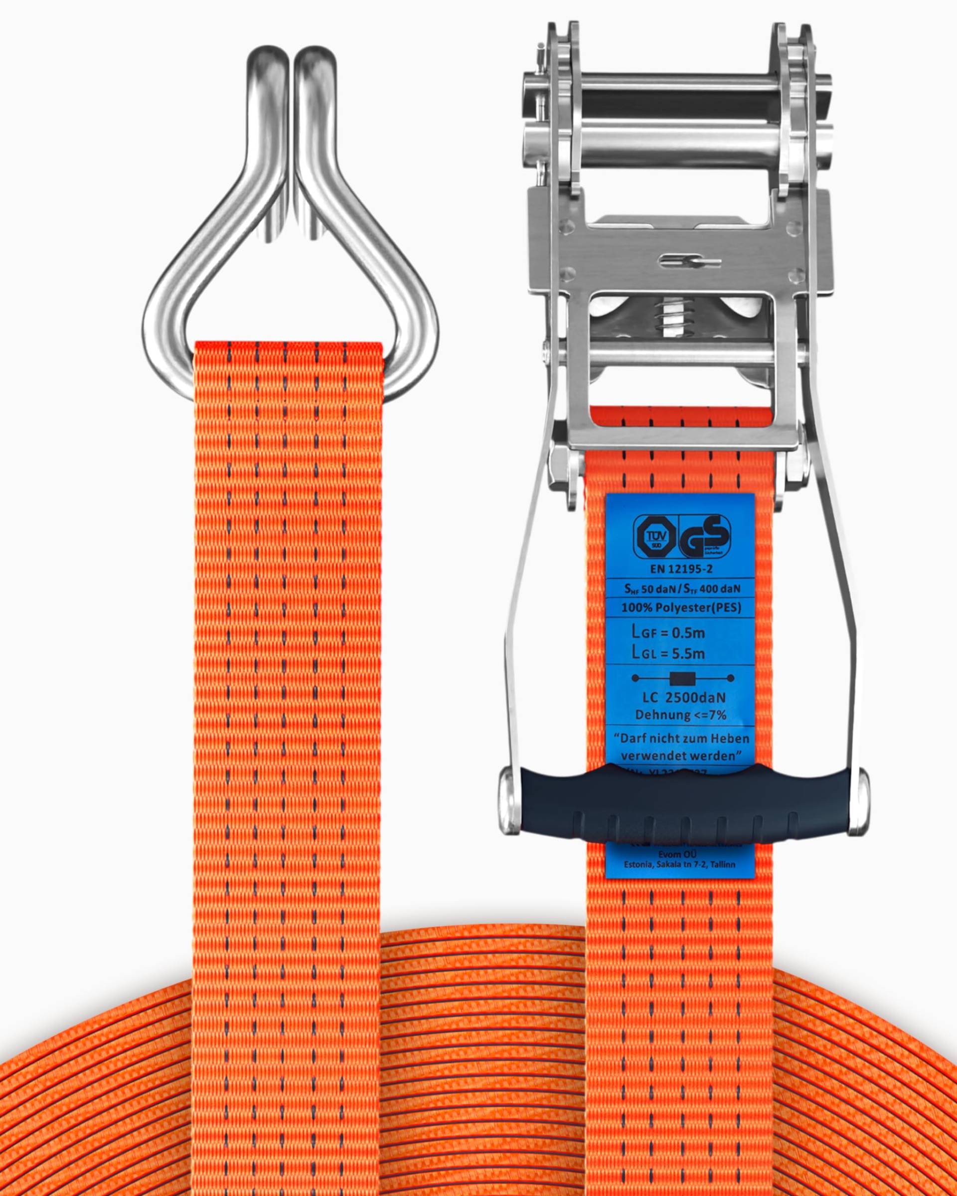 Schwerlast 5000kg Ratschengurte 6m - TÜV/GS & DIN Geprüft - Spanngurte mit Ratsche und Haken - QR Label Anleitung - Sicher & Robust [2er Set] von CARGO VA Intelligent Vehicle Accessories