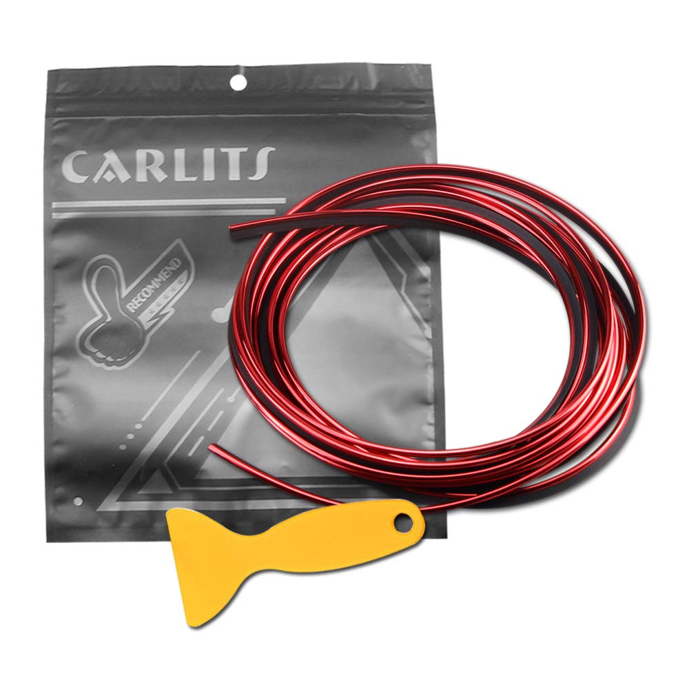 CARLITS Auto Innenraum Formen Zierleiste, 3D DIY 5M Linie Aufkleber Film Auto Außen Dekoration Formen Zierleiste Streifen Linie für Auto (Galvanik Rote Farbe) von CARLITS