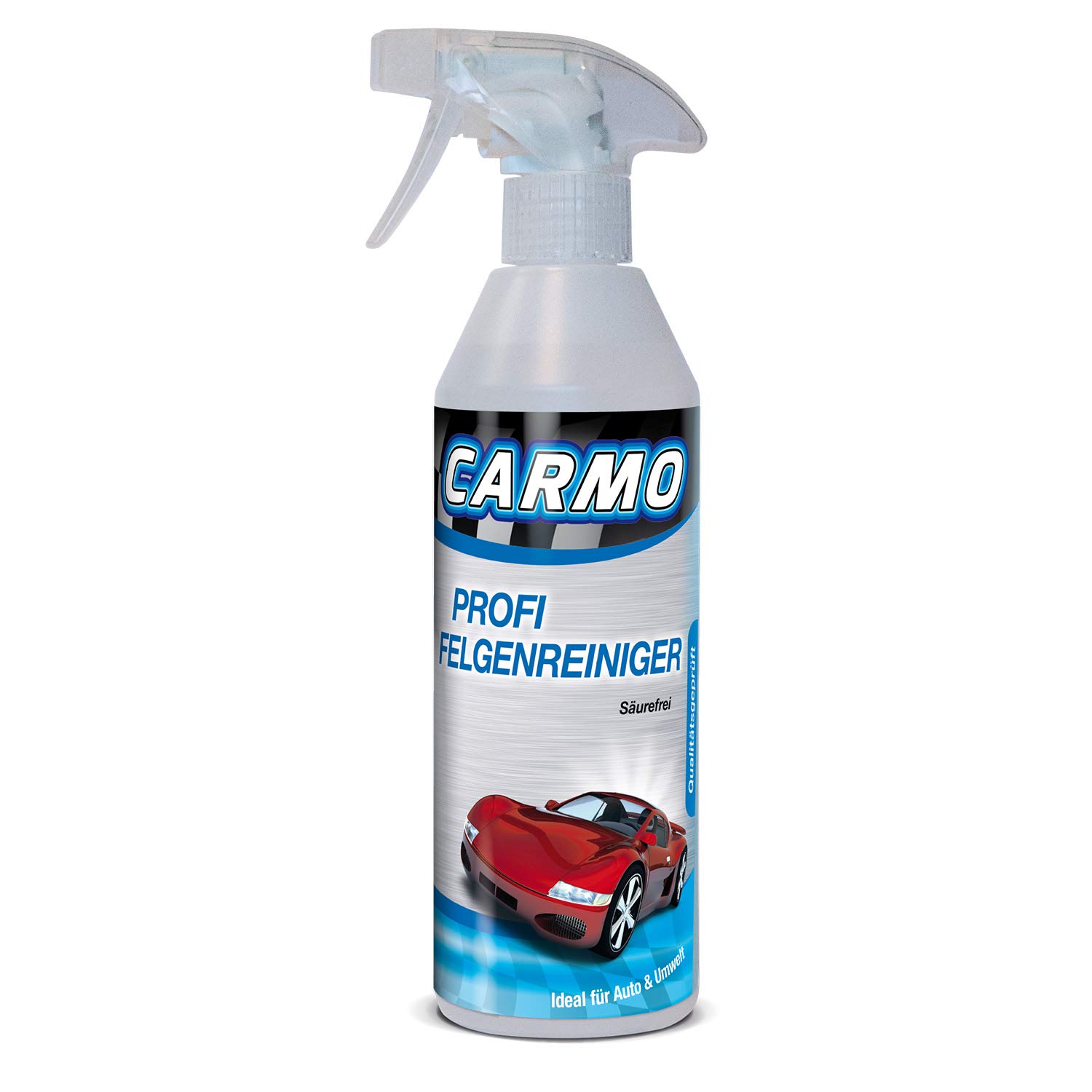 CARMO Felgenreiniger | Reiniger ohne Säure | Mit Wirkindikator/Eisenindikator | Kfz Stahlfelgen, Leichtmetallfelgen, Alufelgen | Einzelflasche für mehrere Anwendungen | 500ml von CARMO