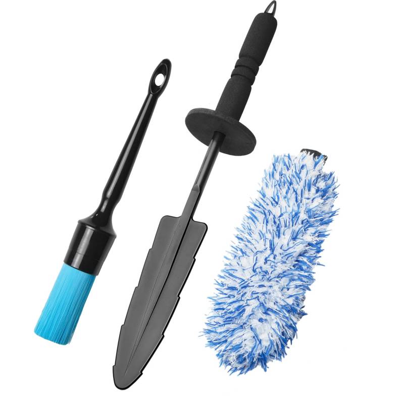 CARMODO® Mikrofaser Felgenbürste extra dünn - Mit wechselbaren Bürstenbezug - Reinigung bis tief ins Felgenbett - inkl. blauem Felgen Pinsel - Wheel Brush von CARMODO