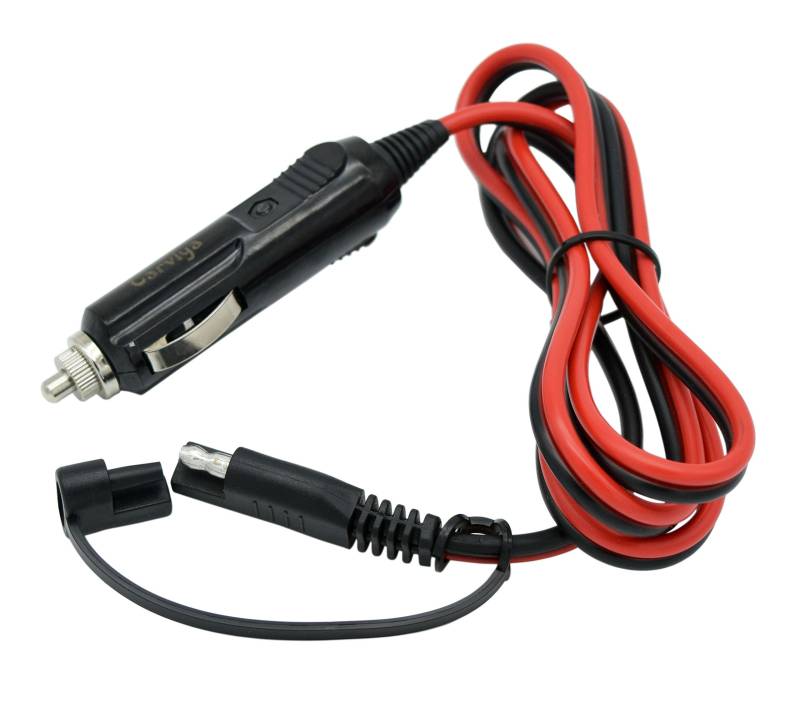 CARVIYA 1 Meter 16 AWG Zigarettenanzünder Auto Sae Batterie Ladekabel 12 V 24 V 15 A Stecker auf wasserdichter SAE Schnellspanner-Adapter Verlängerungskabel mit Sicherung und LED-Anzeige von CARVIYA