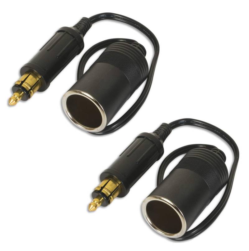 Carviya 2 Stück Europäischen Stecker DIN Zigarettenanzünder Adapter Steckdose Mâle Fiche à Femelle Adaptateur Câble avec Cap Imperméable pour Voitures 12V 24V – 15A (2er Pack) von CARVIYA