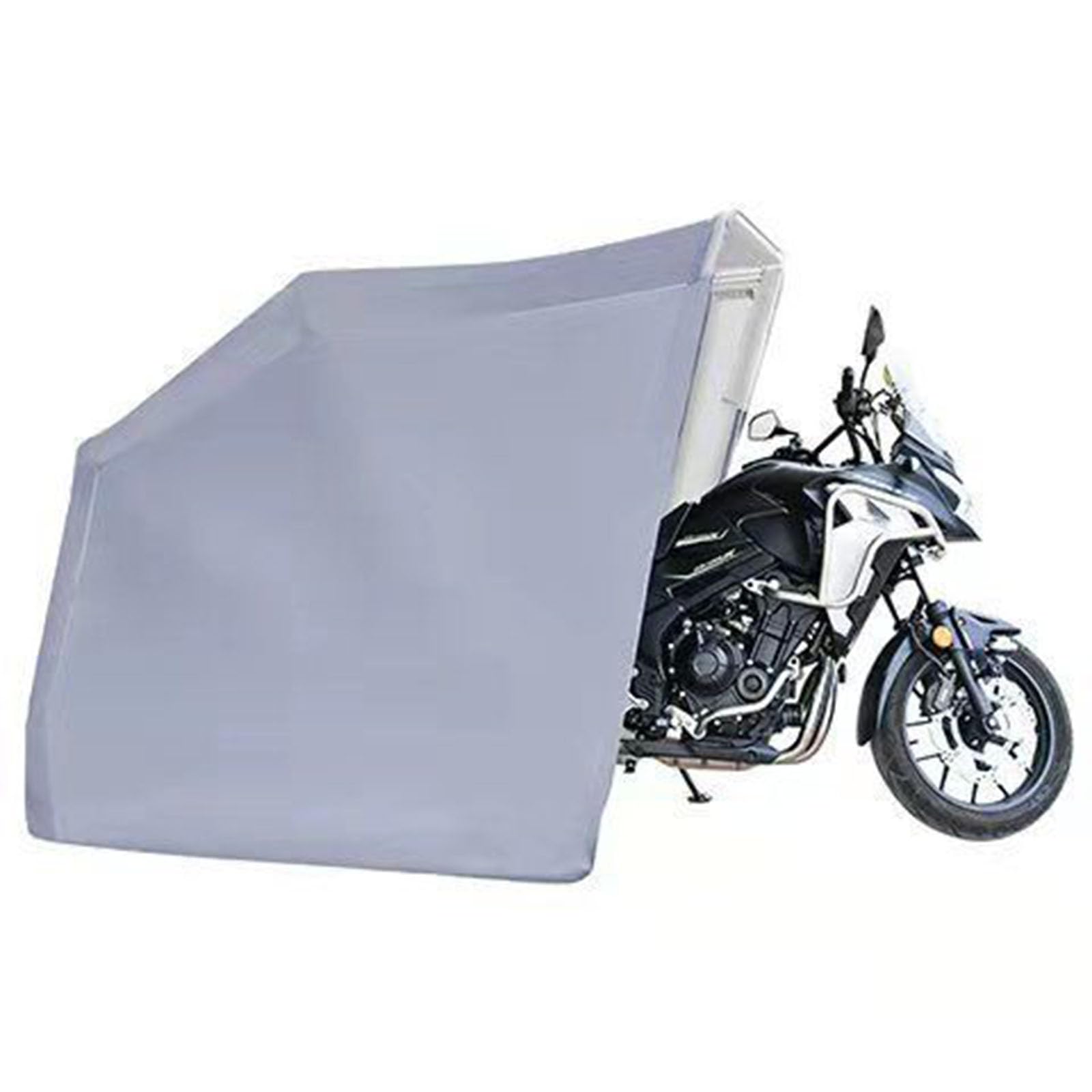 CAULO Halbautomatischer Motorradunterstand aus Edelstahl, Motorradabdeckung, robuster Motorradunterstand (Silver 345 * 180 * 190cm) von CAULO