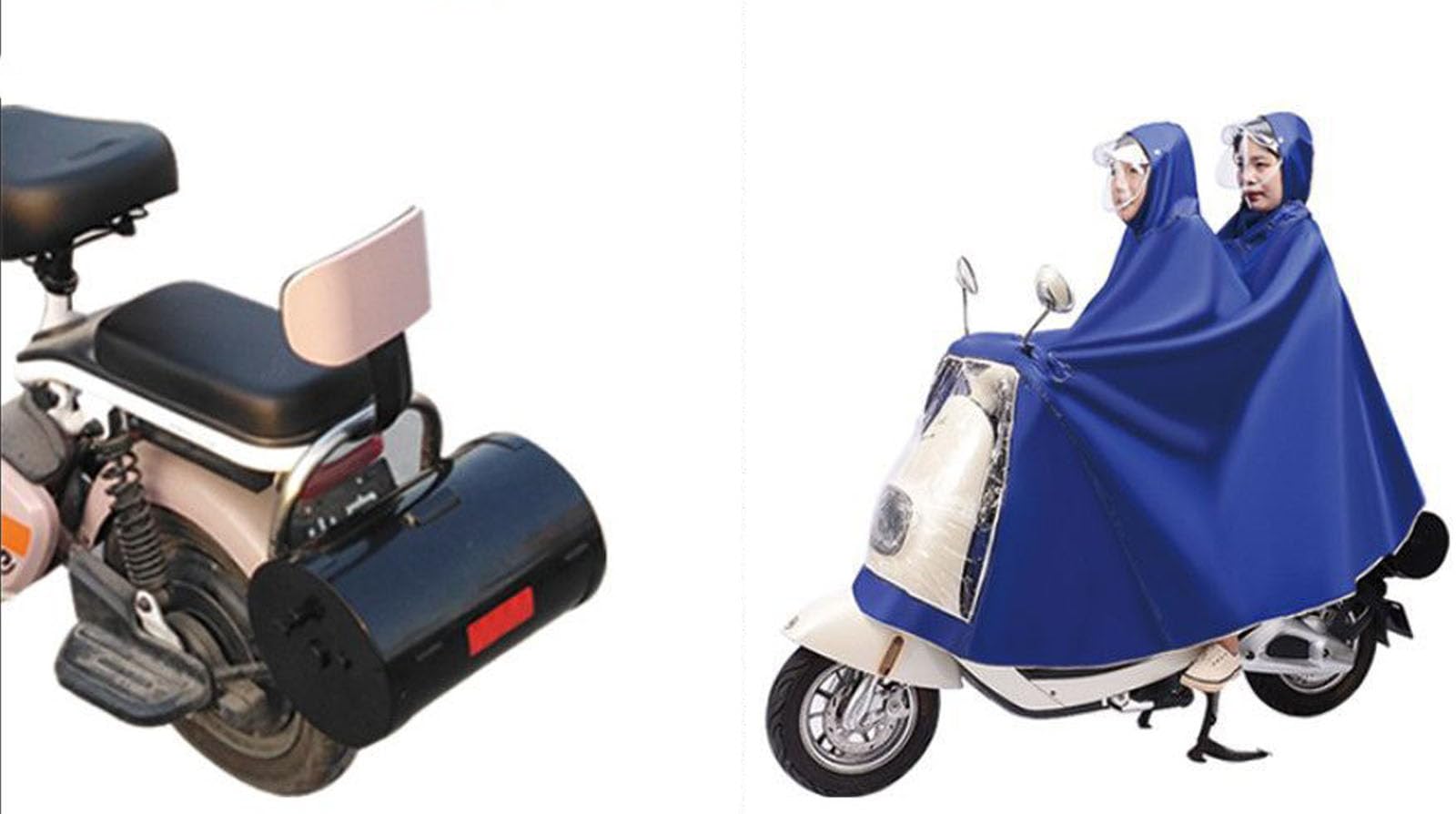 CAULO Schutzhülle für Elektrofahrzeuge, Fahrrad-Regenschutz, verdickte Motorrad-Autoabdeckung, Regenmantel-Poncho mit automatischer Rückprallbox (Blue Ordinary Type) von CAULO