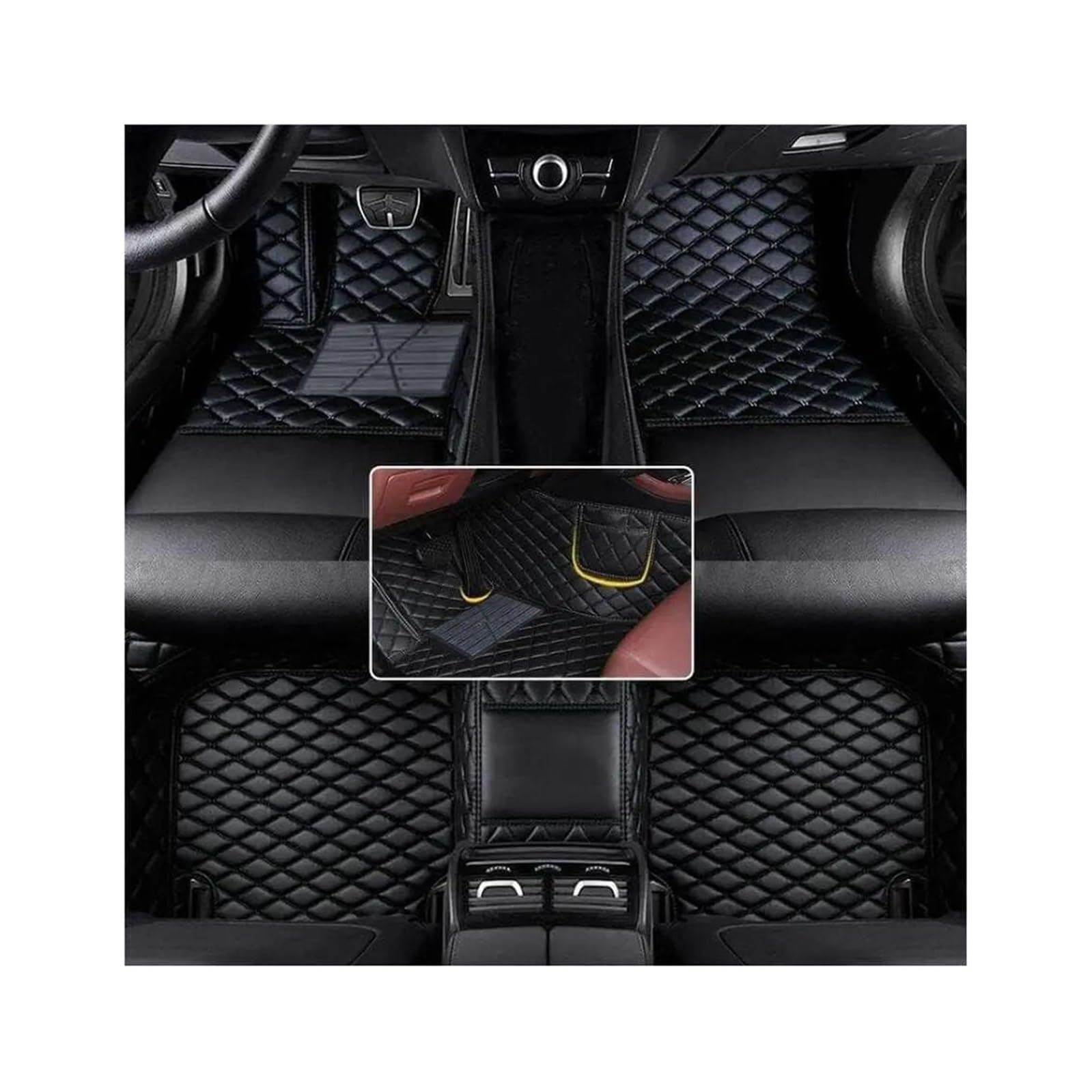 CAVINBDZ Für Hyundai Für Kona 2018 2019 2020 2021 2022 Leder Auto Boden Matte Fuß Pads Teppich Pad Auto Zubehör Auto-Fußmatten-Teppiche(15) von CAVINBDZ