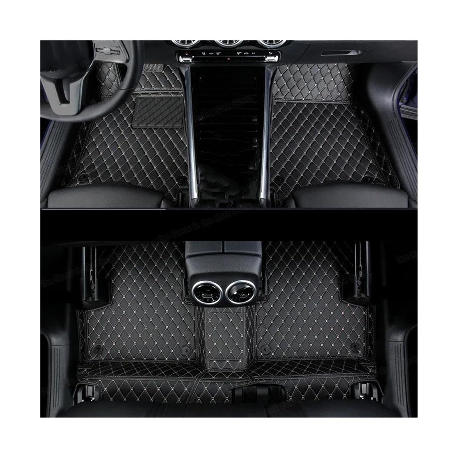 CAVINBDZ LHD Custom Auto Fußmatten Fuß Pads Teppich Für Mercedes Für Benz GLB 200 220 250 X247 7 Sitze 2019 2020 2021 2022 Auto-Fußmatten-Teppiche(Black Black) von CAVINBDZ