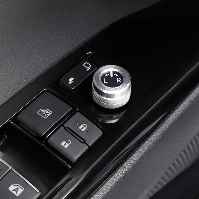 CAXUMO for Toyota, Camry 8th 2018-2020 Aluminium Auto Rückspiegel Einstellung Knopf Trim Abdeckung Dreh Control Schalter Dekoration Ring Abdeckung für Auto-Klimaanlagenknopf(Silver) von CAXUMO