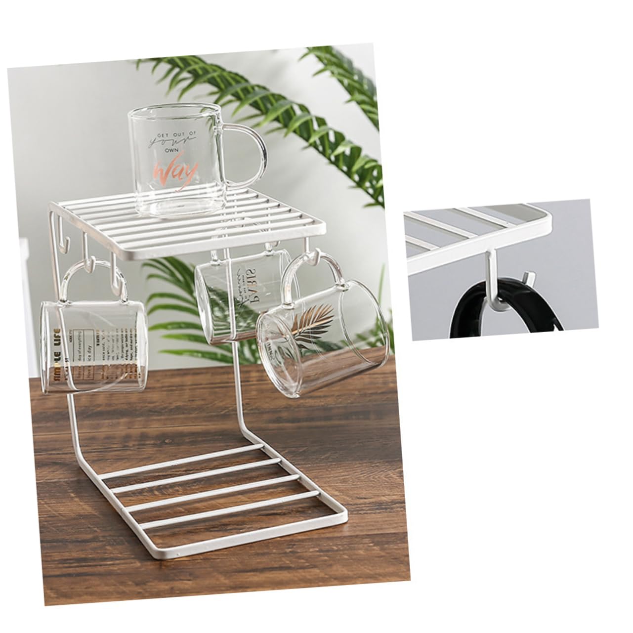 CAXUSD Becherregal aus Glas Kochgeschirr-Rack Wäscheständer für Flaschen Inhaber küchen-Organizer Kitchen Utensil Holder Aufbewahrungsregal für Kaffeetassen Kaffeetassen-Aufhänger Weiß von CAXUSD