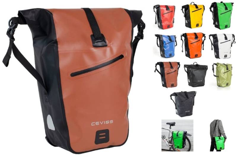 CBK-MS Fahrradtasche Packtasche 25 L Gepäckträgertasche Wasserdicht Schnellverschluss (braun/schwarz) von CBK-MS
