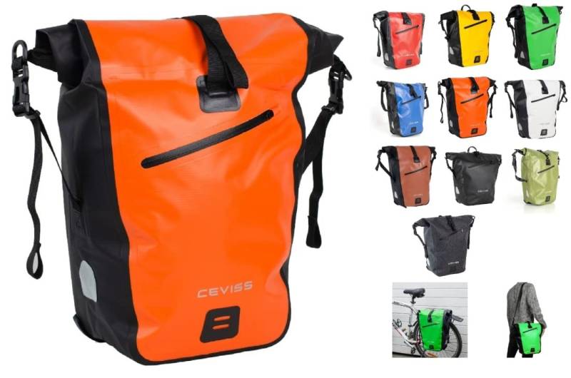 CBK-MS Fahrradtasche Packtasche 25 L Gepäckträgertasche Wasserdicht Schnellverschluss (orange/schwarz) von CBK-MS