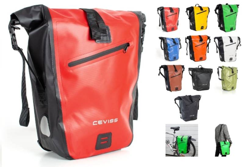 CBK-MS Fahrradtasche Packtasche 25 L Gepäckträgertasche Wasserdicht Schnellverschluss (rot/schwarz) von CBK-MS